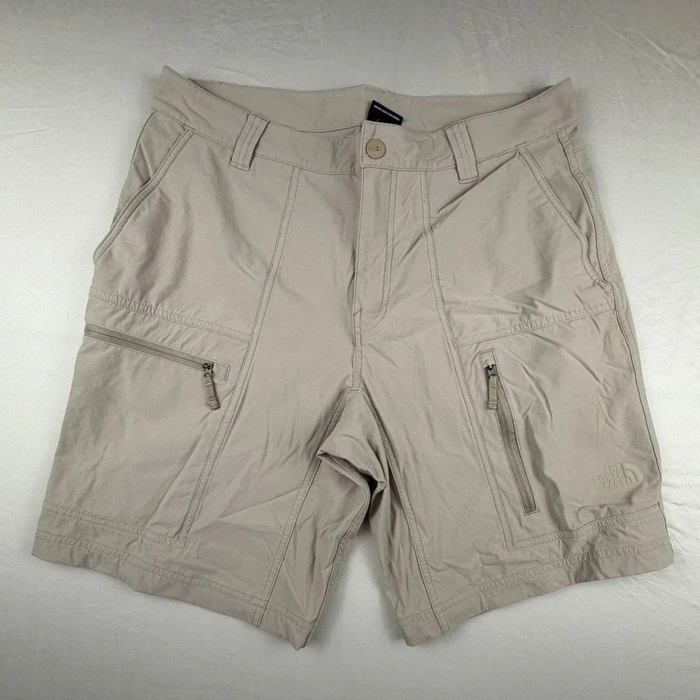The North Face Paramount Peak II Shorts Mens 34 Tan Khaki Hiking Cargo Outdoor